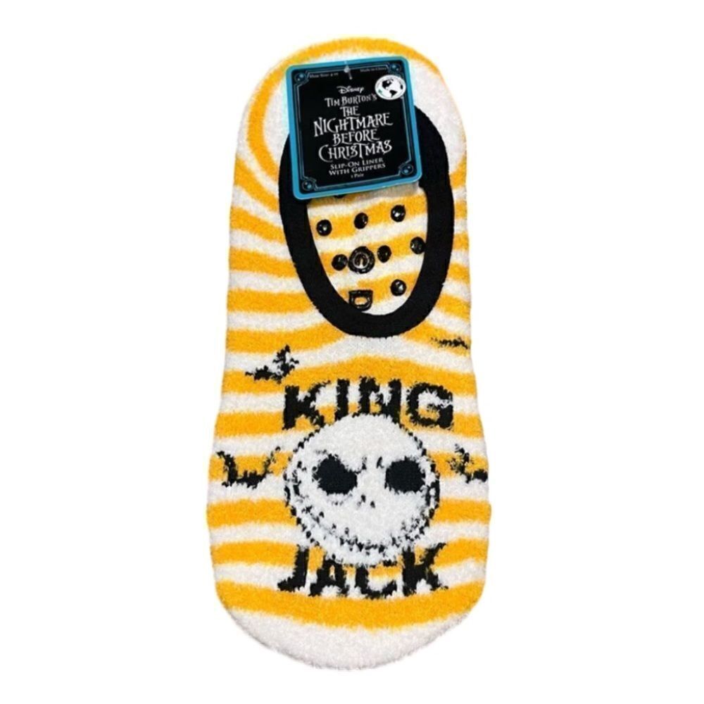 Nightmare Before Christmas King Jack Skellington Slipper Socks Yellow Fuzzy NWT